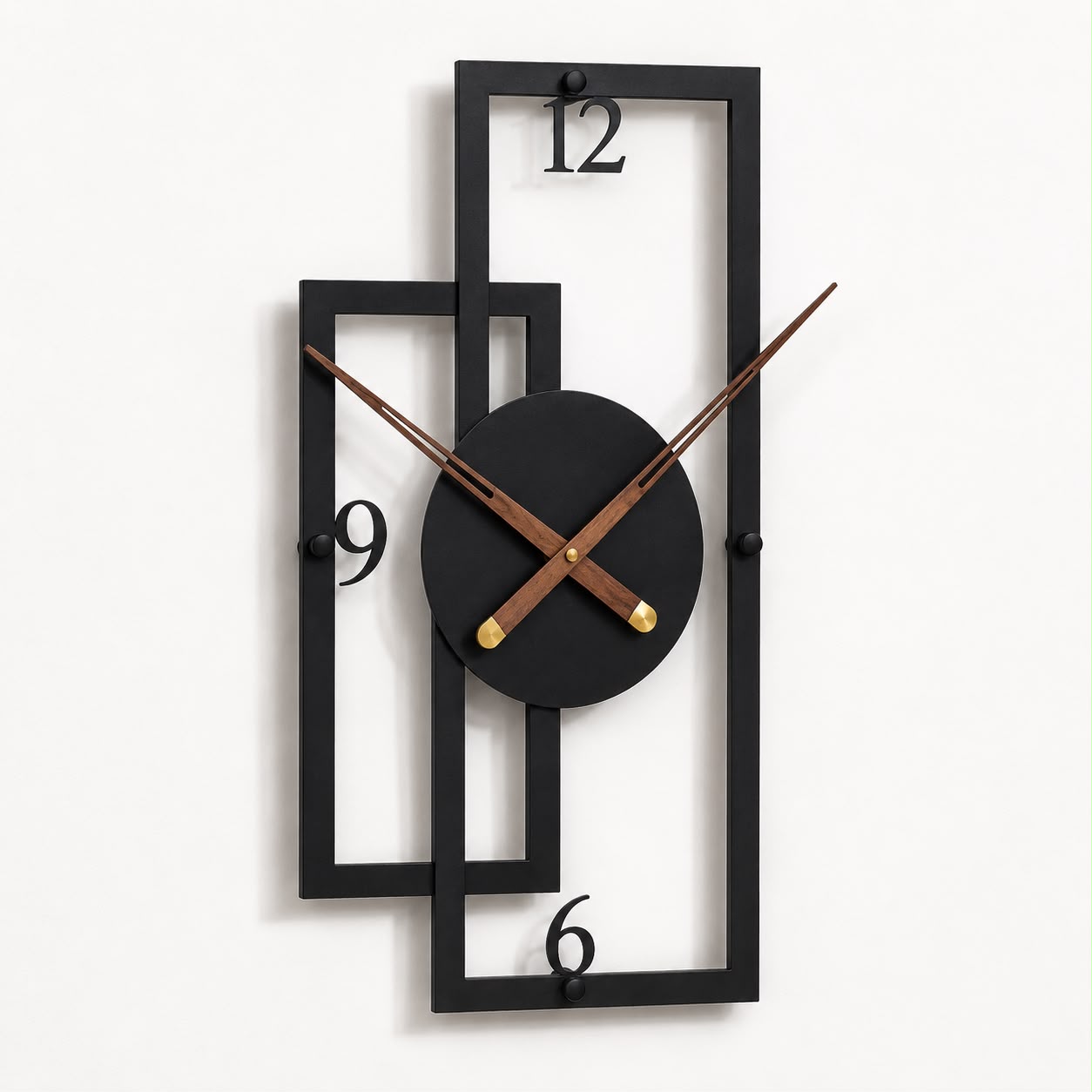 Modern Geometric Metal Wall Clock | 71 × 35 cm | Silent Movement |