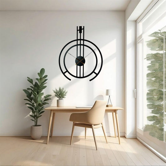 ساعة معدنية 3 أسطر تصميم هندسي عصري 82x64 سم