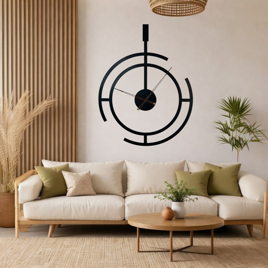 ساعة حائط معدنية كبيرة 82 × 64 سم - تصميم هندسي  عصري