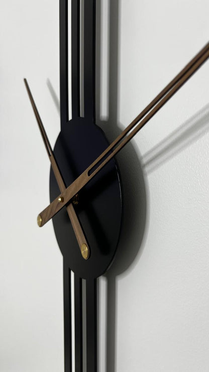 Oversized Black Metal Wall Clock, Vertical Metal Wall Clock.H104