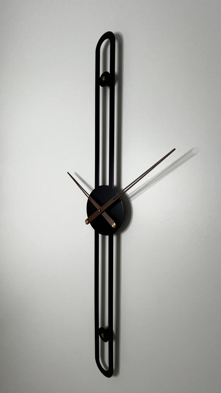 Oversized Black Metal Wall Clock, Vertical Metal Wall Clock.H104