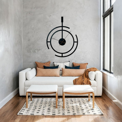 Oversized Metal Wall Clock: Modern Home Decor, Silent Quartz Movement, Black Frame