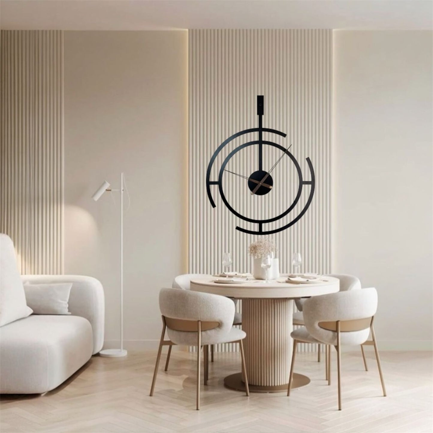 Oversized Metal Wall Clock: Modern Home Decor, Silent Quartz Movement, Black Frame