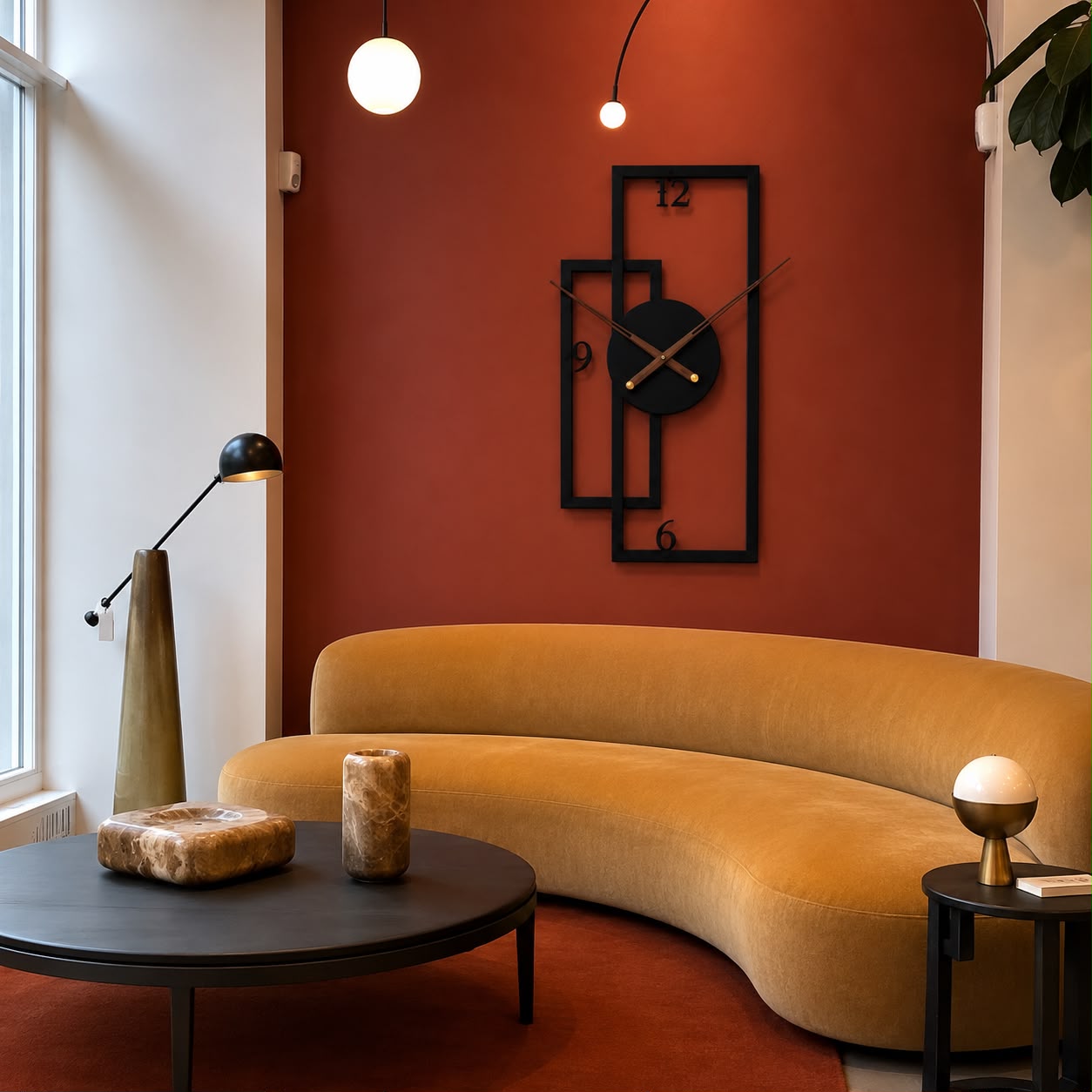 Modern Geometric Metal Wall Clock | 71 × 35 cm | Silent Movement |