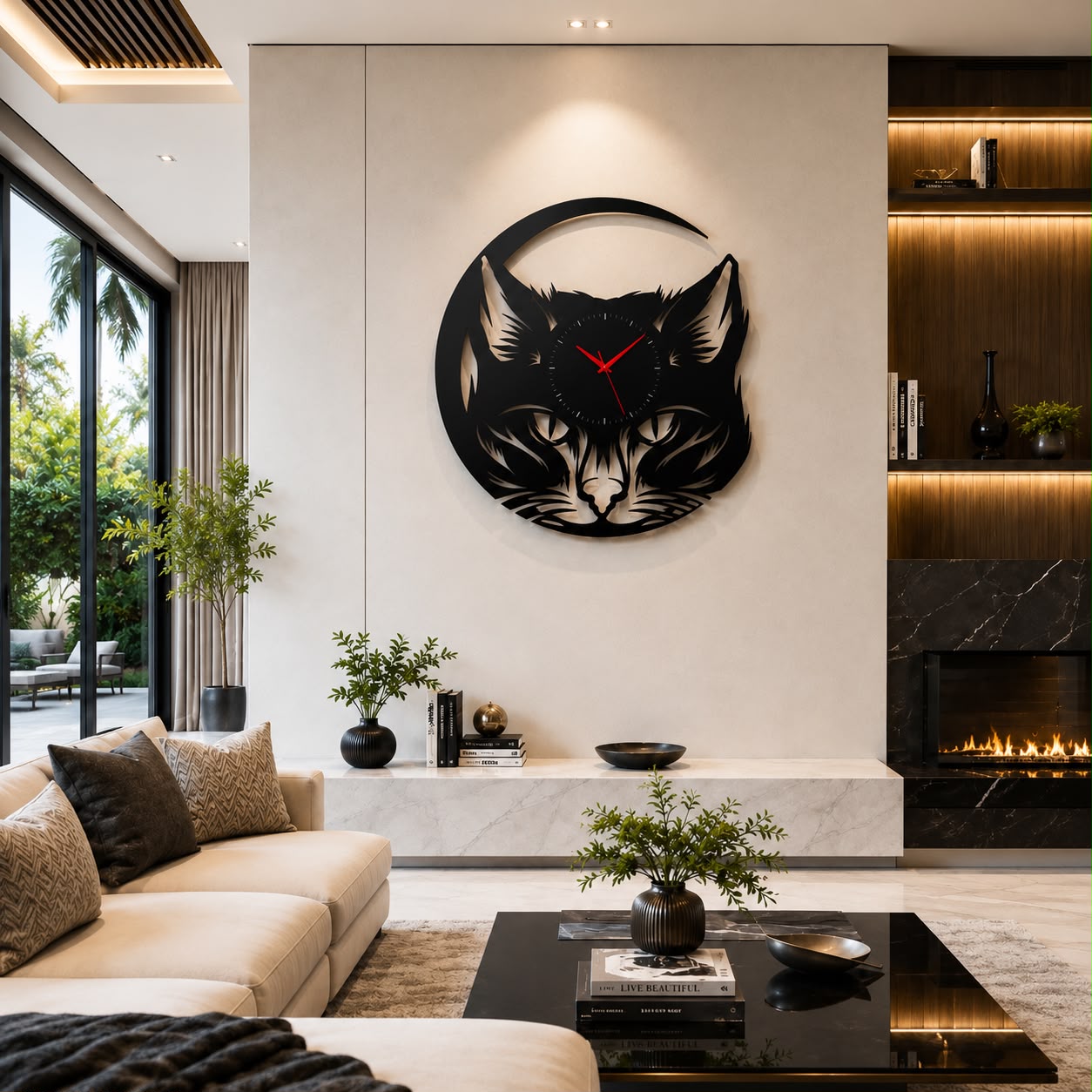 Luxurious Cat Metal wall clock 68X64cm