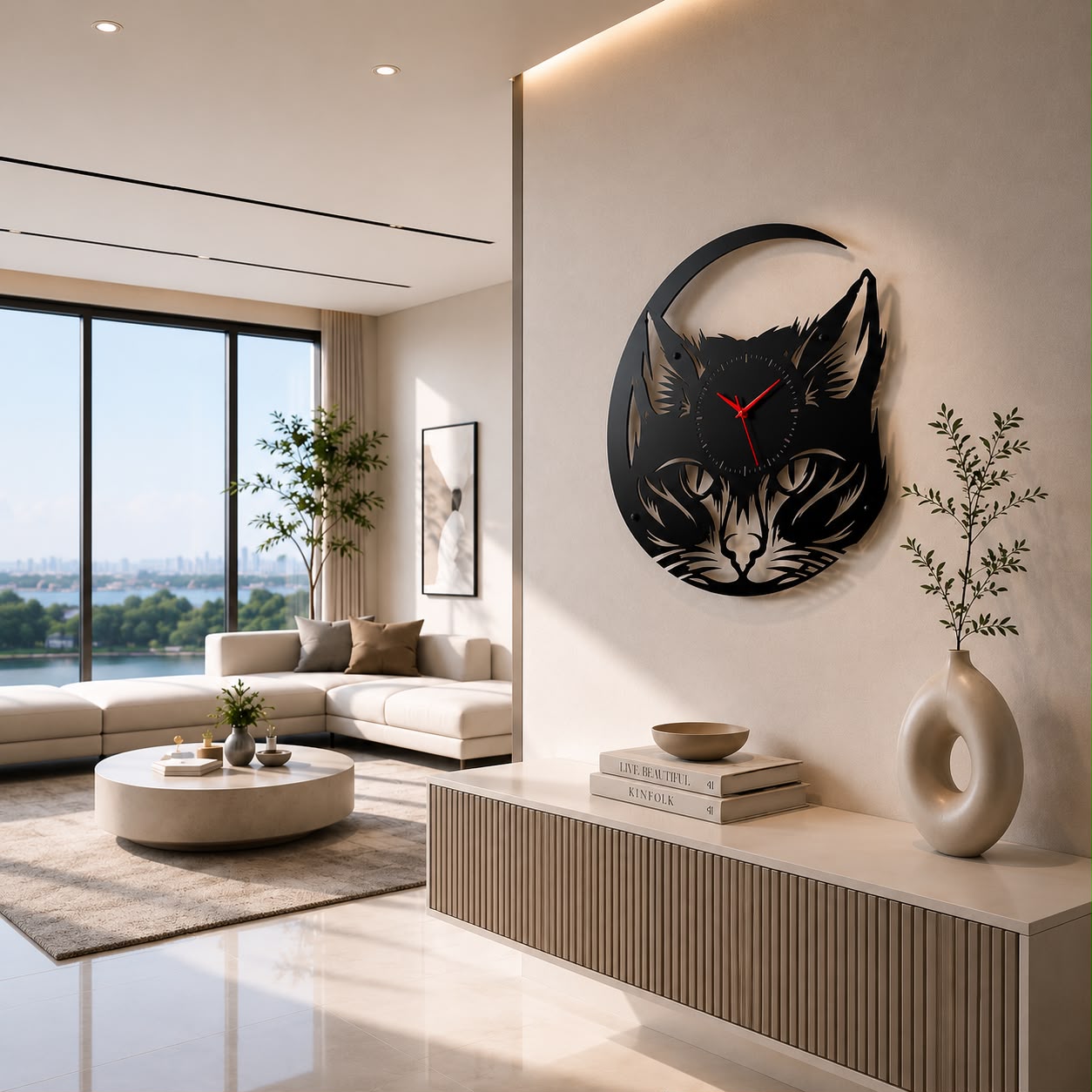 Luxurious Cat Metal wall clock 68X64cm