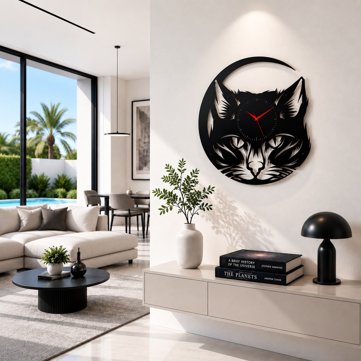 Luxurious Cat Metal wall clock 68X64cm