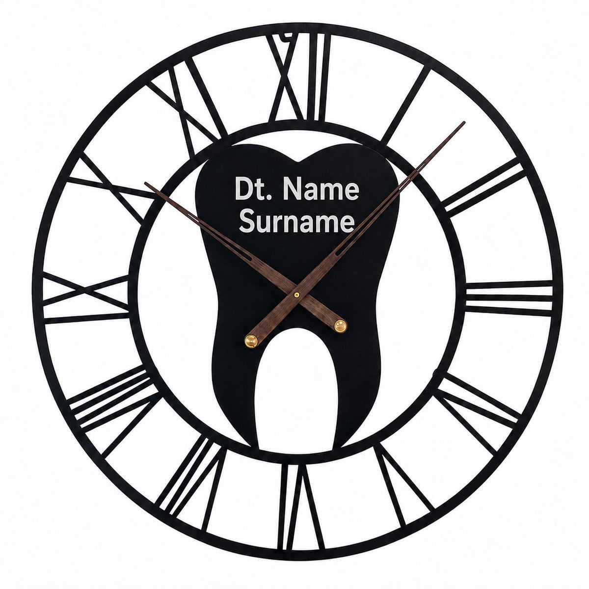 Personalized Metal Wall Clock for Dentists – 64 × 64 cm