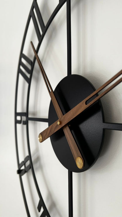 Modern Metal Wall clock with Latin Numerals, Large Wall Clock. H103