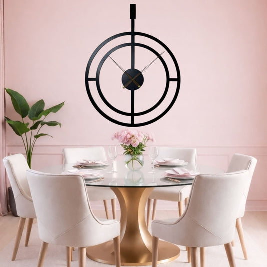 ساعة حائط معدنية كبيرة وفريدة من نوعها، مقاس 82 × 64 سم - تصميم عصري