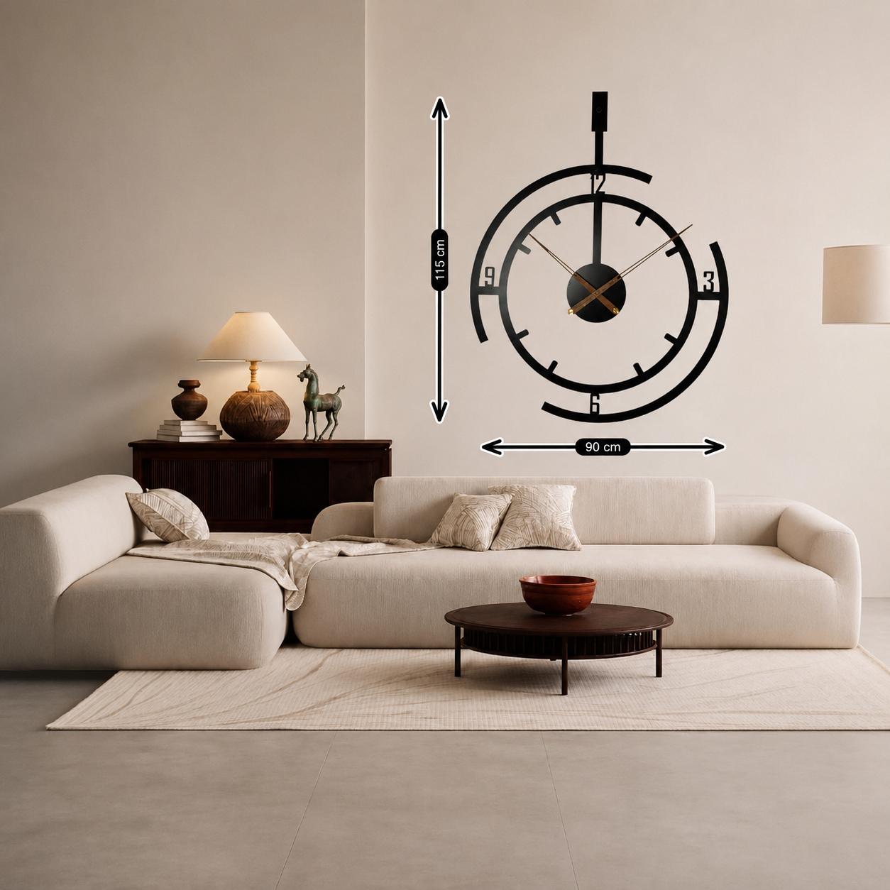 ساعة حائط معدنية كبيرة 82 × 64 سم - تصميم عصري