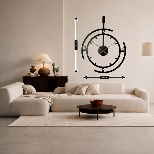 ساعة حائط معدنية كبيرة 82 × 64 سم - تصميم عصري