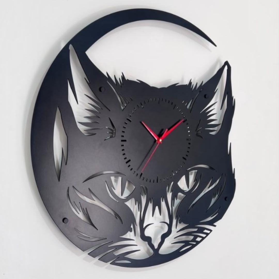 Luxurious Cat Metal wall clock 68X64cm