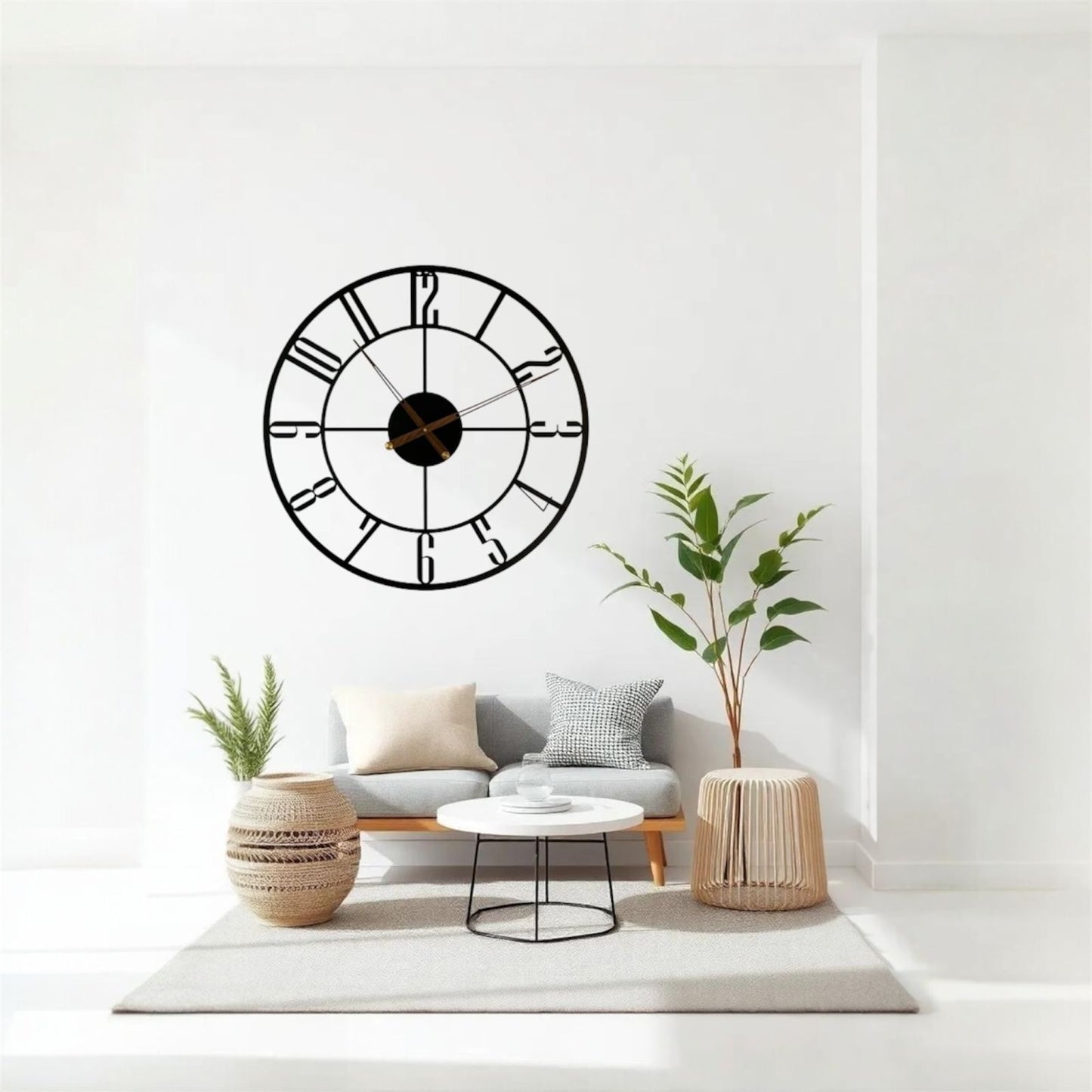 Modern Metal Wall clock with Latin Numerals, Large Wall Clock. H103