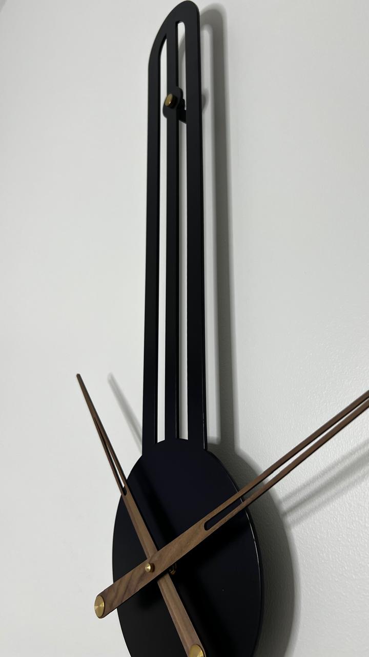 Oversized Black Metal Wall Clock, Vertical Metal Wall Clock.H104